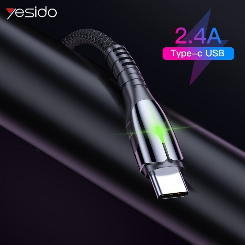 Yesido Fast charge USB to USB C(to Type C) with LED Light, zink alloy,1.2 m, mod. CA43 цена и информация | Laidai telefonams | pigu.lt