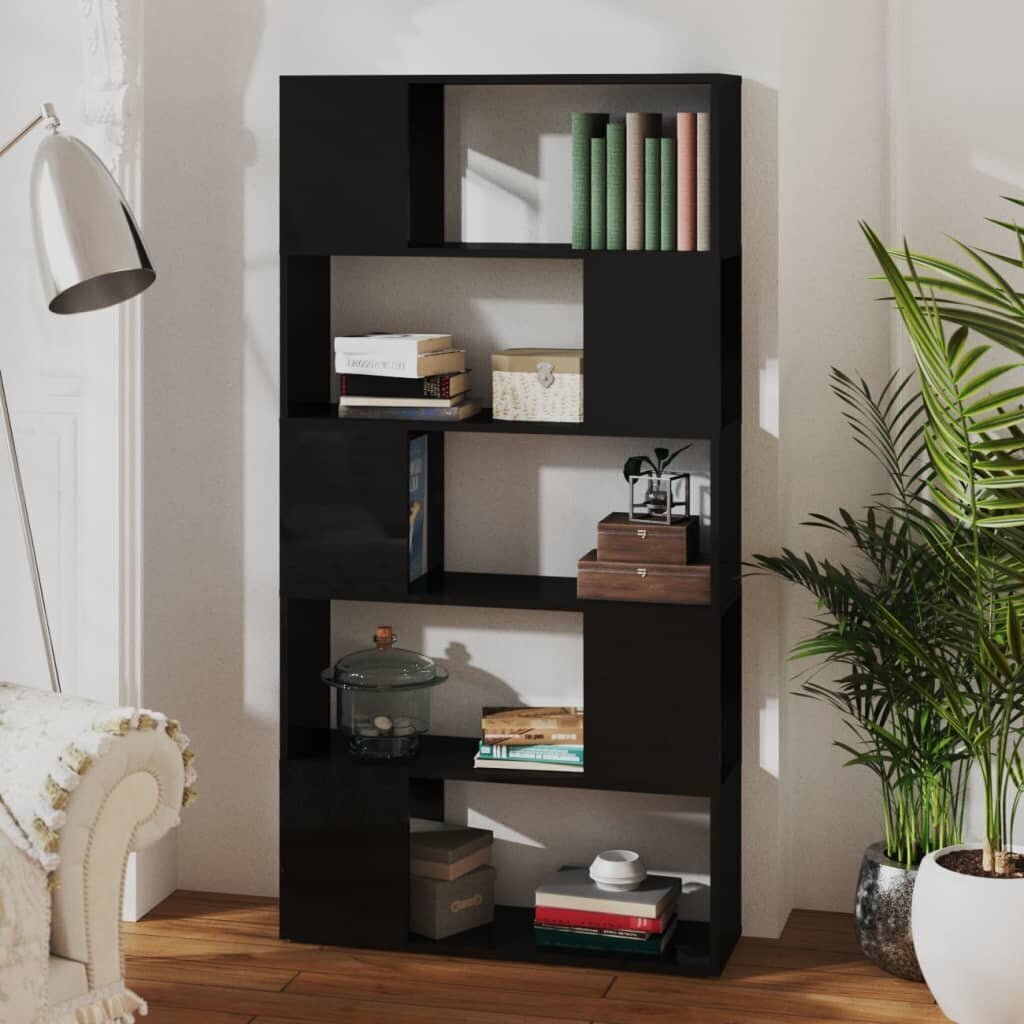vidaXL Spintelė knygoms/kambario pertvara, juoda, 80x24x155 cm kaina ir informacija | Lentynos | pigu.lt