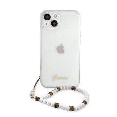 GUHCP13SKPSWH Guess PC Script and White Pearls Case for iPhone 13 Mini Transparent цена и информация | Чехлы для телефонов | pigu.lt