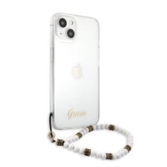 GUHCP13SKPSWH Guess PC Script and White Pearls Case for iPhone 13 Mini Transparent цена и информация | Чехлы для телефонов | pigu.lt