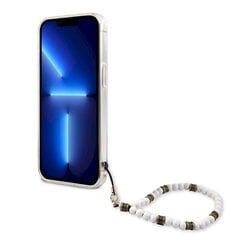 GUHCP13LKPSWH Guess PC Script and White Pearls Case for iPhone 13 Pro Transparent цена и информация | Чехлы для телефонов | pigu.lt