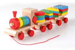 Деревянный поезд-сортировщик с кубиками цена и информация | Конструкторы и кубики | pigu.lt