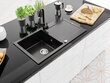 Granitinė virtuvinė plautuvė Mexen Leo su maišytuvu ir sifonu, Metallic black/silver+Black kaina ir informacija | Virtuvinės plautuvės | pigu.lt