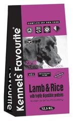 Lamb Rice 12,5kg-Kennels Favourite. Aukščiausios (super premium) kokybės visavertis pašaras visų veislių suaugusiems šunims Idealus ėdalas alergiškiems ir turintiems virškinimo sutrikimų šunims kaina ir informacija | Sausas maistas šunims | pigu.lt