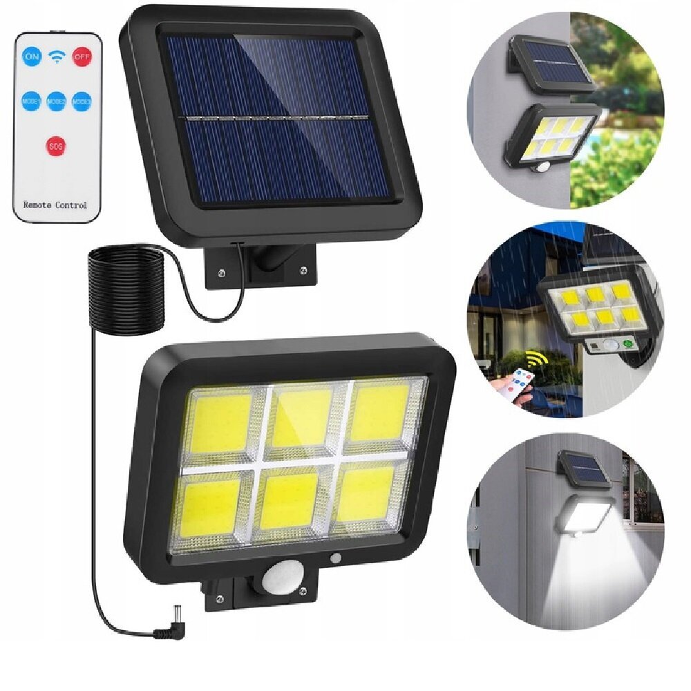 120 LED saulės lempa valdoma nuotolinio valdymo pultu kaina ir informacija | Lauko šviestuvai | pigu.lt