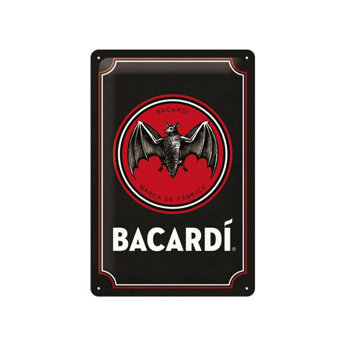 Metalinė plokštelė 20 x 30 cm, Bacardi logotipas, juoda цена и информация | Interjero detalės | pigu.lt