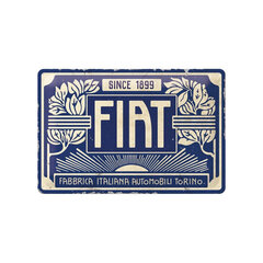 Металлическая пластина логотип Fiat - с 1899 года, синяя, 20 х 30 см цена и информация | Детали интерьера | pigu.lt