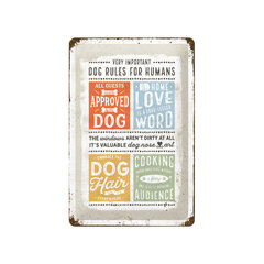 Metalinė plokštelė 20 x 30 cm, Dog rules for humans kaina ir informacija | Interjero detalės | pigu.lt