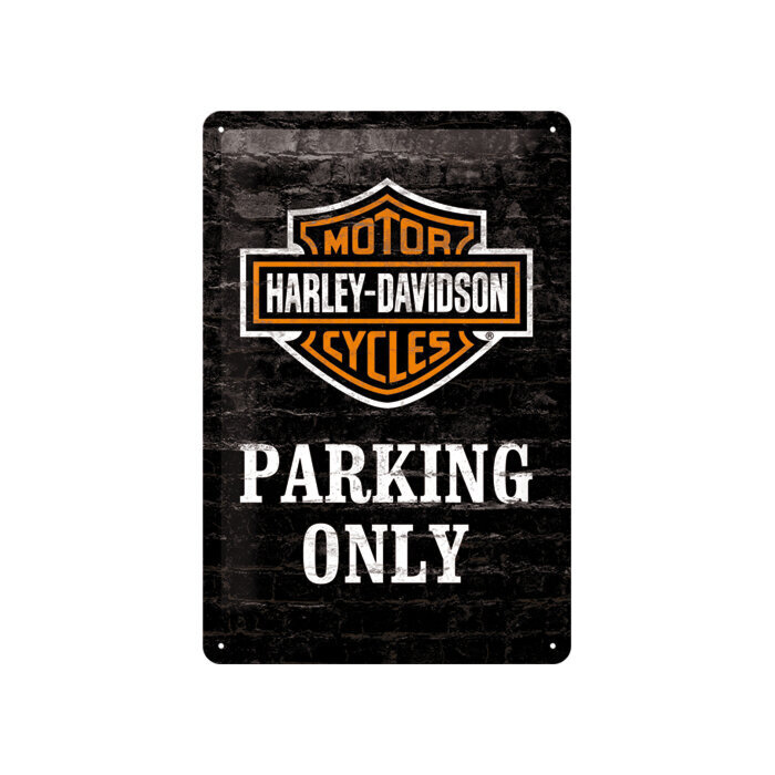 Metalinė plokštė 20 x 30 cm, Harley-Davidson Parking only цена и информация | Interjero detalės | pigu.lt