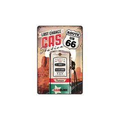 Metalinė plokštė 20 x 30 cm, Route 66 Last chance gas station kaina ir informacija | Interjero detalės | pigu.lt