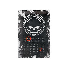 Retro stiliaus metalinis kalendorius 20 x 30 cm, Harley-Davidson Skull kaina ir informacija | Interjero detalės | pigu.lt