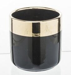 Керамический вазон, круглый, черный/золотистый, 10,5 x 10(В) см цена и информация | Вазоны | pigu.lt