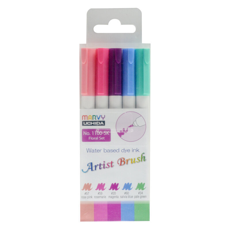 Spalvoti flomasteriai Artist Brush, 1100-5K Floral, 5vnt. kaina ir informacija | Piešimo, tapybos, lipdymo reikmenys | pigu.lt