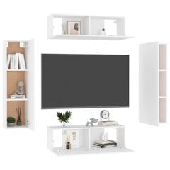 Televizoriaus spintelių komplektas, 4 dalių, baltas kaina ir informacija | TV staliukai | pigu.lt