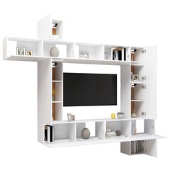 vidaXL Televizoriaus spintelių komplektas, 9 dalių, baltas, MDP kaina ir informacija | TV staliukai | pigu.lt