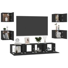 vidaXL Televizoriaus spintelių komplektas, 6 dalių, juodas, MDP kaina ir informacija | TV staliukai | pigu.lt