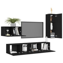Televizoriaus spintelių komplektas, 4 dalių, juodas kaina ir informacija | TV staliukai | pigu.lt