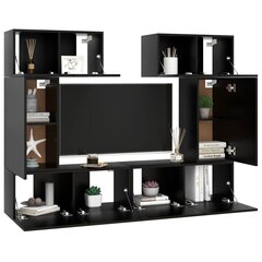 Televizoriaus spintelių komplektas, 6 dalių, juodas, MDP kaina ir informacija | TV staliukai | pigu.lt