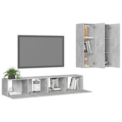 Televizoriaus spintelių komplektas, 4 dalių, betono pilkas kaina ir informacija | TV staliukai | pigu.lt