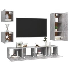 Televizoriaus spintelių komplektas, 5 dalių, betono pilkas, mdp kaina ir informacija | TV staliukai | pigu.lt