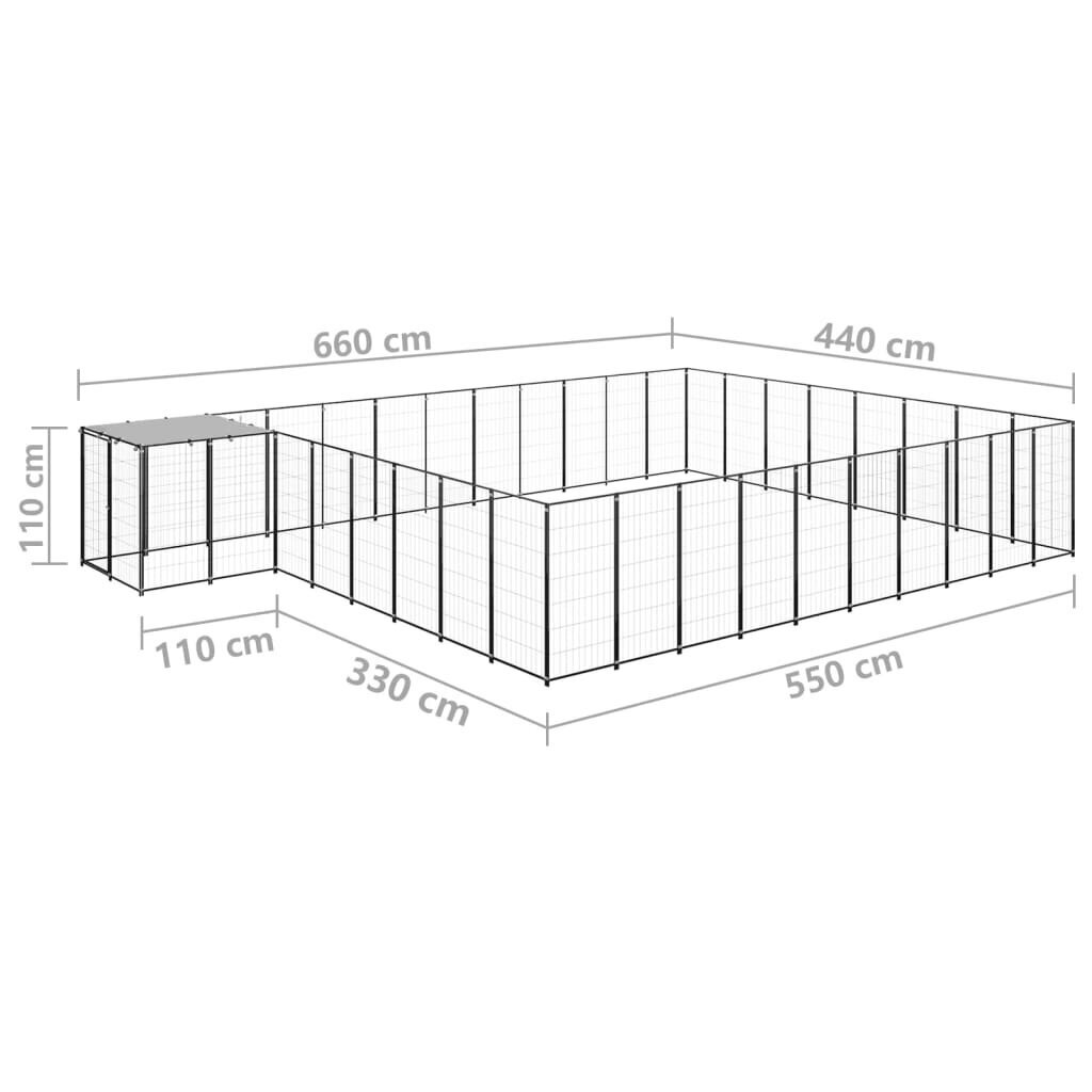 Voljeras šunims, juodas, 25,41 m², plienas цена и информация | Guoliai, pagalvėlės | pigu.lt