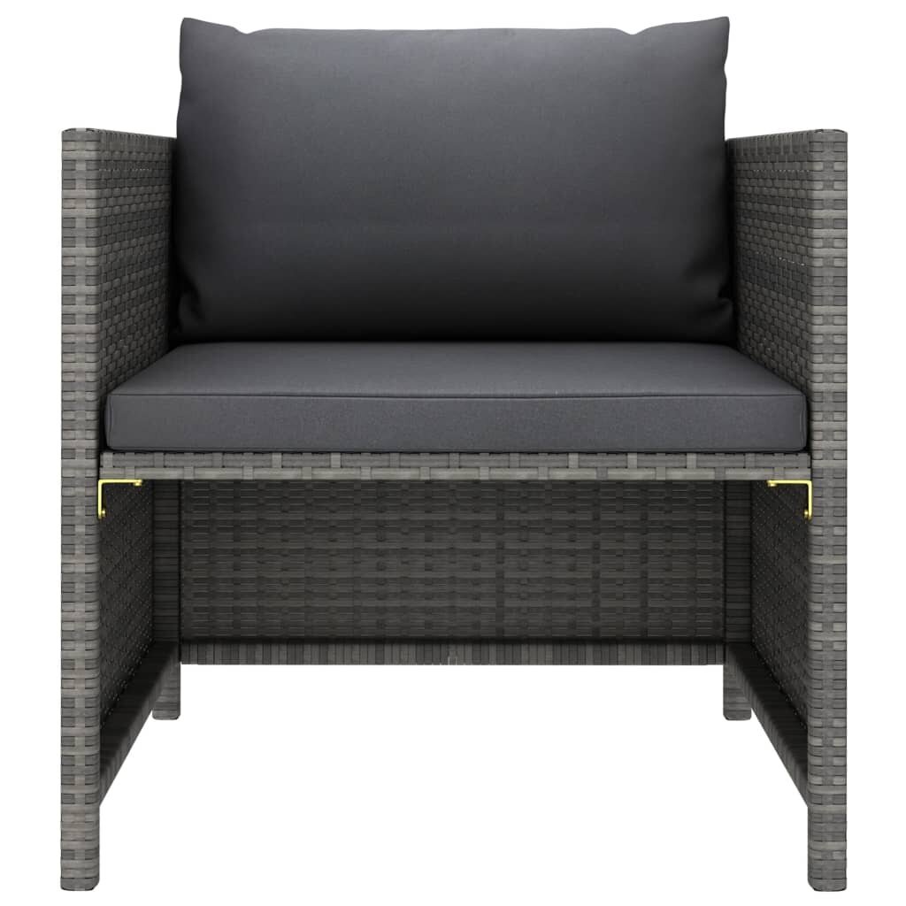 vidaXL Sodo sofa su pagalvėlėmis, pilkos spalvos kaina ir informacija | Lauko kėdės, foteliai, pufai | pigu.lt