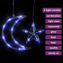Girlianda žvaigždės ir mėnuliai, 138 mėlynos LED lemputės kaina ir informacija | Girliandos | pigu.lt