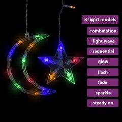 Girlianda žvaigždės ir mėnuliai, 138 spalvotos LED lemputės kaina ir informacija | Girliandos | pigu.lt