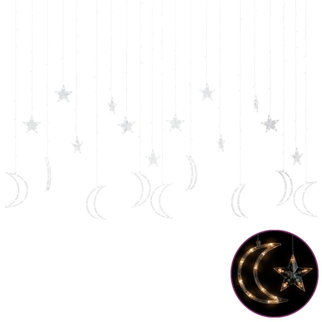 Girlianda žvaigždės ir mėnuliai, 345 šiltos baltos LED lemputės kaina ir informacija | Girliandos | pigu.lt
