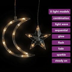 Girlianda žvaigždės ir mėnuliai, 345 šiltos baltos LED lemputės цена и информация | Гирлянды | pigu.lt