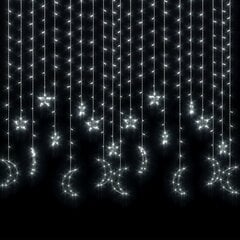 Girlianda žvaigždės ir mėnuliai, 345 šaltos baltos LED lemputės kaina ir informacija | Girliandos | pigu.lt