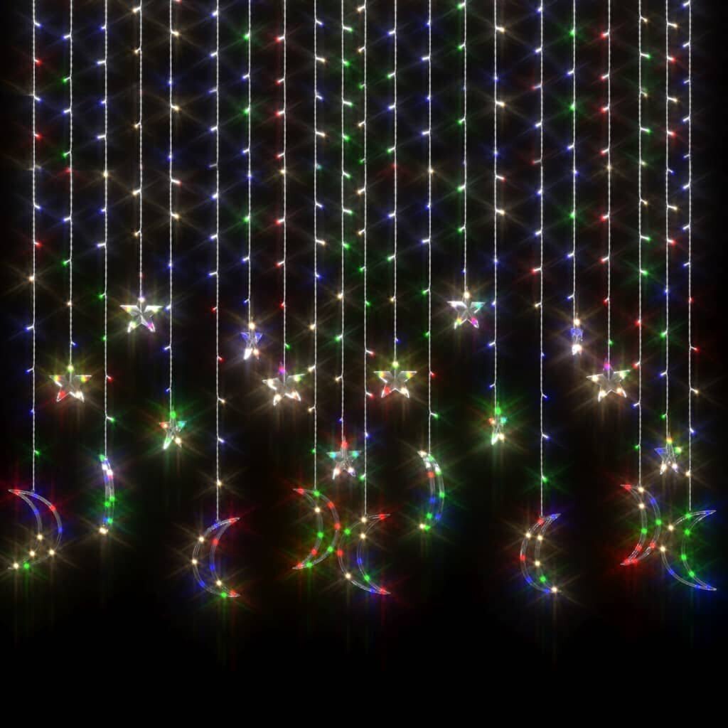 Girlianda žvaigždės ir mėnuliai, 345 spalvotos LED lemputės цена и информация | Girliandos | pigu.lt