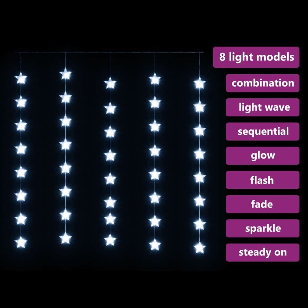 LED žvaigždžių užuolaida, 200 šaltų baltų LED lempučių kaina ir informacija | Girliandos | pigu.lt