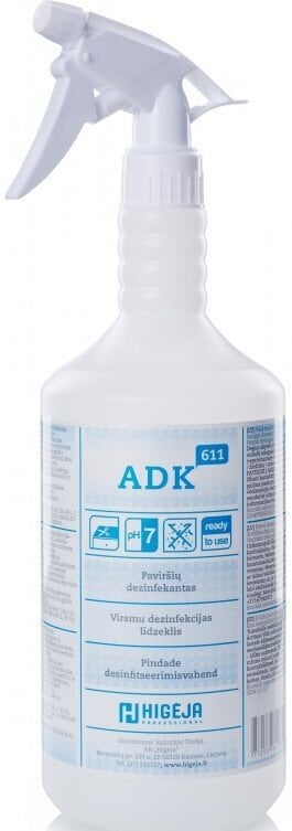 Paviršių dezinfekantas ADK-611, 1 l kaina ir informacija | Valikliai | pigu.lt