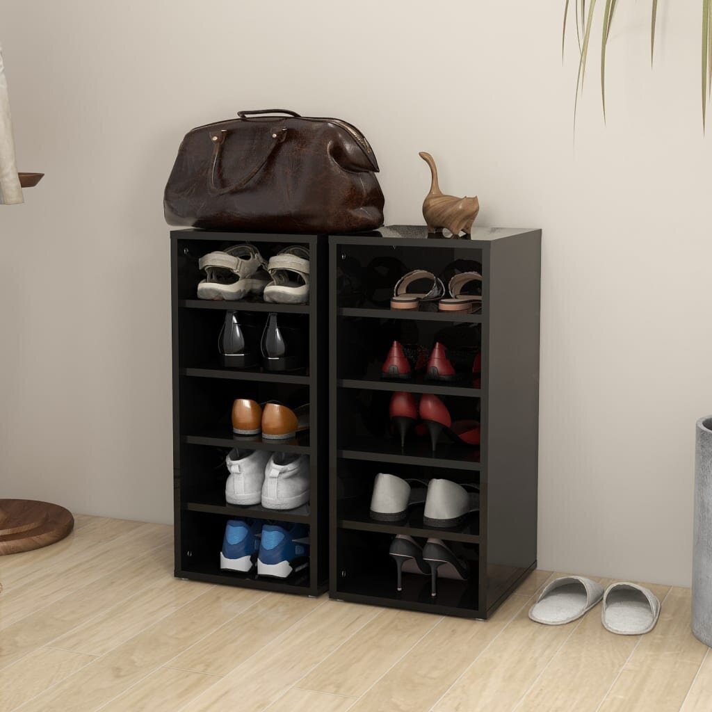 vidaXL Spintelės batams, juodos, 31,5x35x70 cm, 2 vnt. kaina ir informacija | Batų spintelės, lentynos ir suolai | pigu.lt