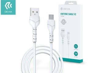 USB kabelis Devia Kintone microUSB 1.0m baltas 5V 2.1A kaina ir informacija | Laidai telefonams | pigu.lt