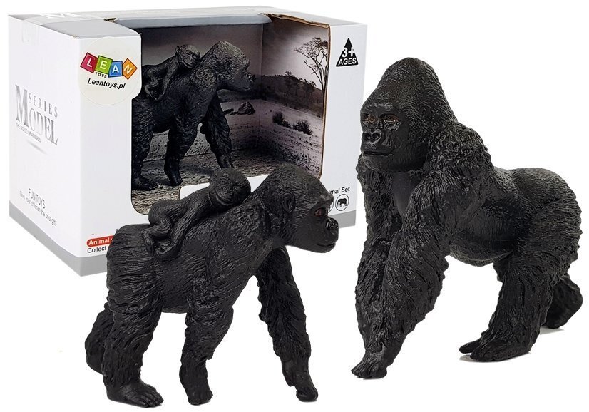 Figūrėlės Gorila ir jauniklis Lean Toys, juodos kaina ir informacija | Žaislai berniukams | pigu.lt