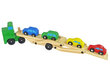 Medinis žalias vilkikas su žaisliniais automobiliais kaina ir informacija | Žaislai berniukams | pigu.lt