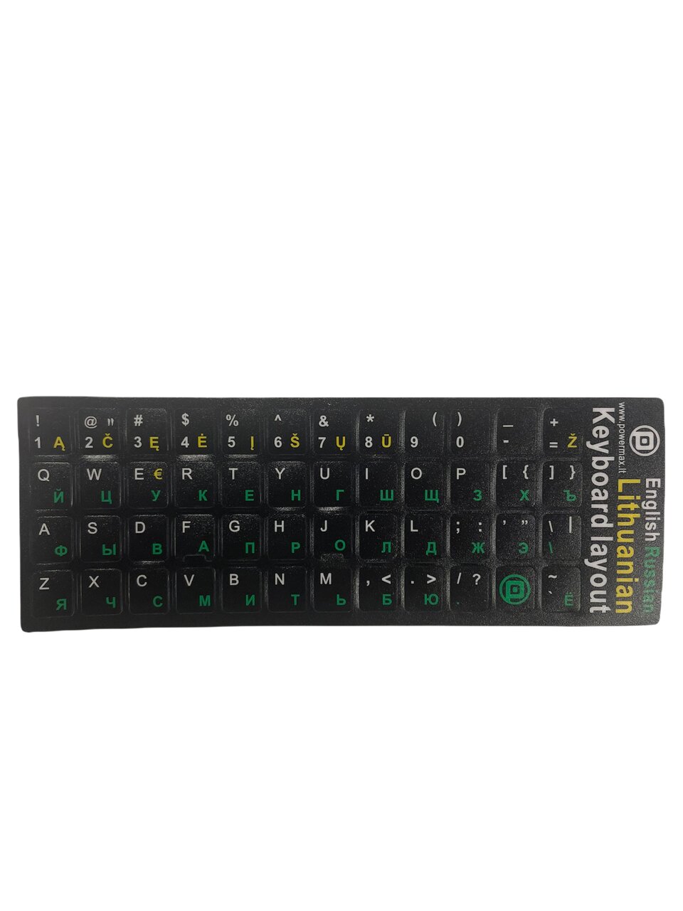 Klaviatūros priedas Lipdukai klaviatūrai Powermax Lietuviškos+Rusiškos  raidės, juodos kaina | pigu.lt