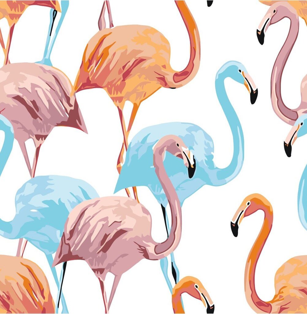 Tapyba pagal skaičius Spalvoti flamingai 40x40 G kaina ir informacija | Tapyba pagal skaičius | pigu.lt