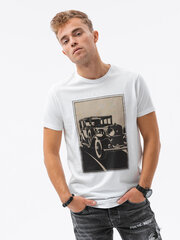 Мужская футболка с принтом Ombre, S1434, белая цена и информация | Мужские футболки | pigu.lt