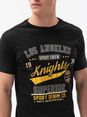 Мужская футболка с принтом Ombre S1434 чёрная Knights цена и информация | Футболка мужская | pigu.lt