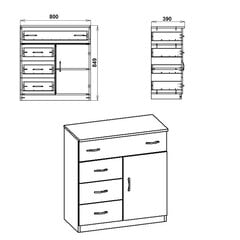 Komoda 1-3-1 80X84.9X39 cm ąžuolas sonoma kaina ir informacija | Komodos | pigu.lt