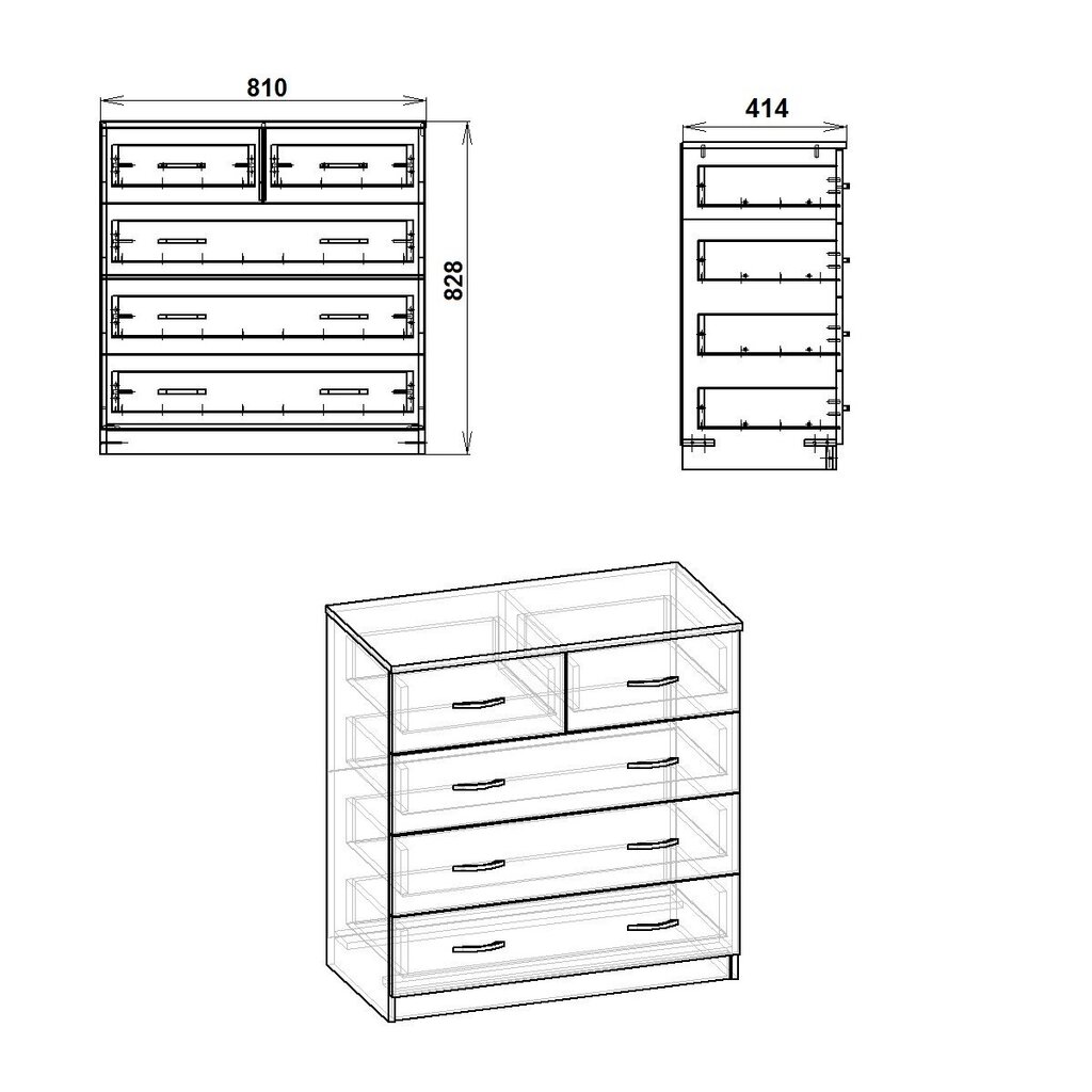 Komoda 2+3 81X82.8X41.4 cm venge цена и информация | Komodos | pigu.lt