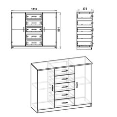 Komoda 5+2 111X89.1X37.5 cm riešutas kaina ir informacija | Komodos | pigu.lt