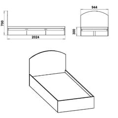 Кровать Компанит, 90х200 см, коричневая цена и информация | Кровати | pigu.lt
