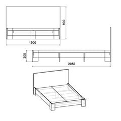 Кровать Kompanit, 150x205,8 см, коричневая цена и информация | Кровати | pigu.lt