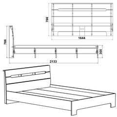 Кровать Компанит Стиль160, 160х200 см, коричневая цена и информация | Кровати | pigu.lt