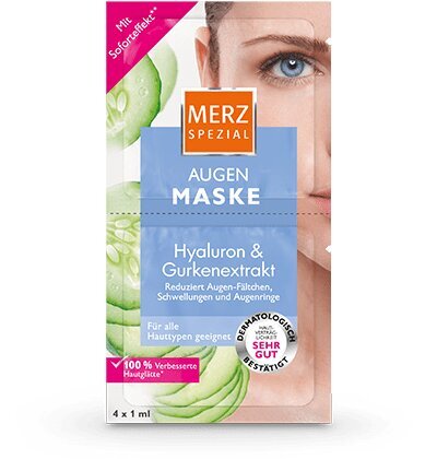 Paakių kaukė Merz Spezial Augen Maske, su hialurono rūgštimi ir agurkais, 4 x 1 ml цена и информация | Veido kaukės, paakių kaukės | pigu.lt