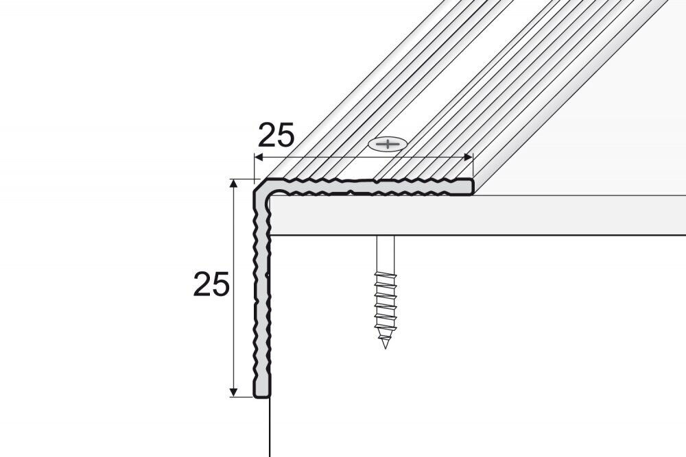 Profilis A40 laiptams 25x25mm, spalva matinio sidabro, Effector kaina ir informacija | Sujungimo profiliai | pigu.lt